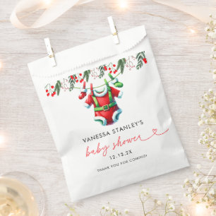 Winter Red Christmas Santa Baby Shower Thank You Favour Bags