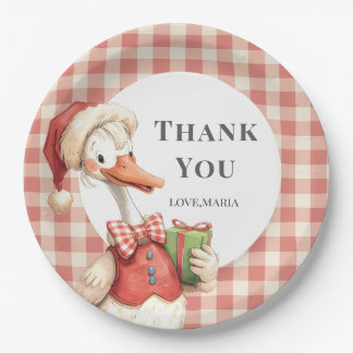 Winter Red Christmas Silly Goose  1st birthday Paper Plate