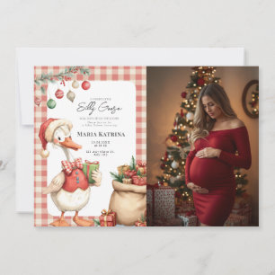 Winter Red Christmas Silly Goose Baby Shower Invitation