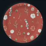 Winter Red Floral Greenery Festive Bridal Shower Paper Plate<br><div class="desc">Winter Red Floral Greenery Festive Bridal Shower Paper Plates</div>