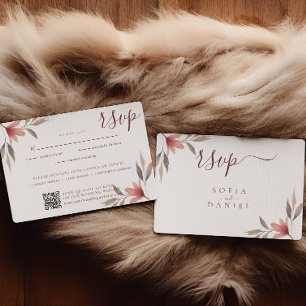 Winter Red Flower Watercolor Wedding RSVP Card