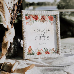 Winter Red Greenery Pinecone Cards and Gifts Sign