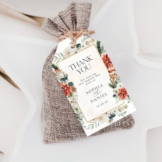 Winter Red Greenery Pinecone Thank You Gift Tag (Creator Uploaded)