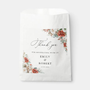 Winter Red Greenery Pinecone Wedding Favour Bags