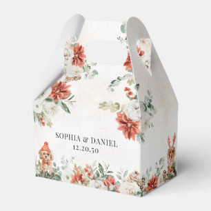 Winter Red Greenery Pinecone Wedding Favour Box