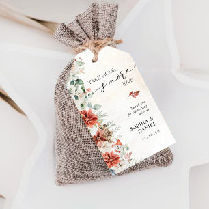 Winter Red Greenery Pinecone Wedding Gift Tag