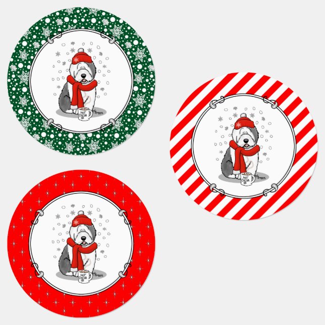 Winter (Red) Old English Sheepdog (Grey 1) Cute (Group)