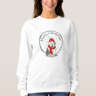 Winter (Red) Old English Sheepdog (Grey 1) Cute Sweatshirt