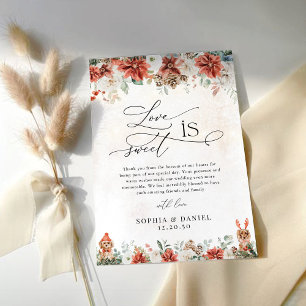 Winter Red Pinecone Wedding Flat Thank You Cards