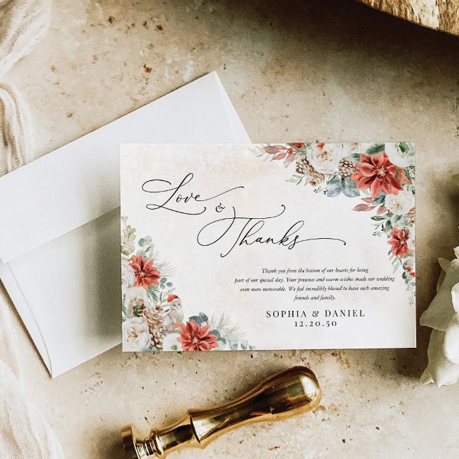 Winter Red Pinecone Wedding Thank You Cards (Creator Uploaded)