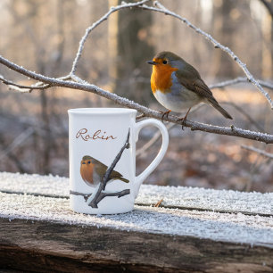 Winter Red Robins Porcelain Mug