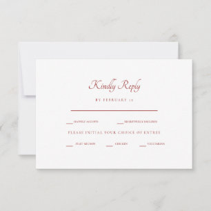 Winter Red & White Rose Dinner Options RSVP Card