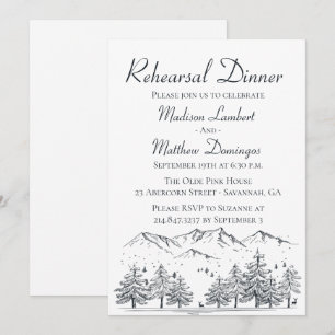 Winter Rehearsal Dinner Mountain Nature Wedding Invitation