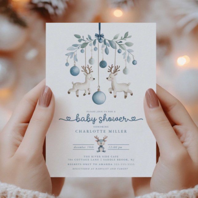 Winter Reindeer Baby Shower Invitation (Creator Uploaded)