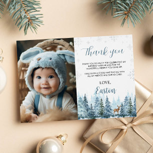 Winter Reindeer Birthday Photo Thank You Card