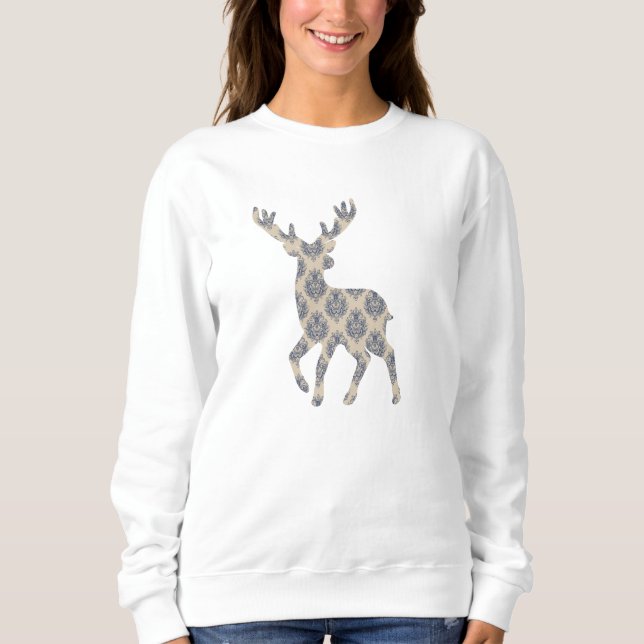 Winter Reindeer Chinoiserie Sweater (Front)
