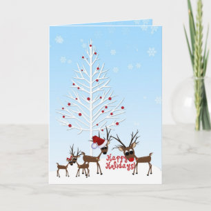 Winter, Reindeer Christmas Greeting Holiday Card