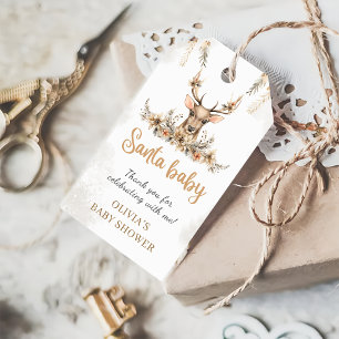 Winter Reindeer Christmas Santa Baby Shower Favor Gift Tags