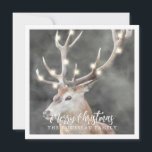 Winter Reindeer Glow Christmas Holiday Cards<br><div class="desc">A soft reindeer winter Christmas holiday card with glowing light antlers and a pretty modern script merry Christmas typography. Elegant modern style.</div>