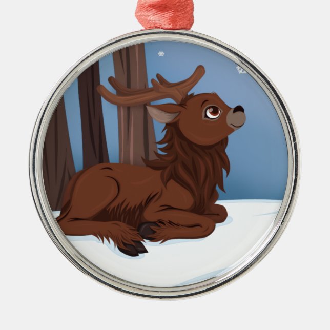 Winter Reindeer Metal Tree Decoration (Front)