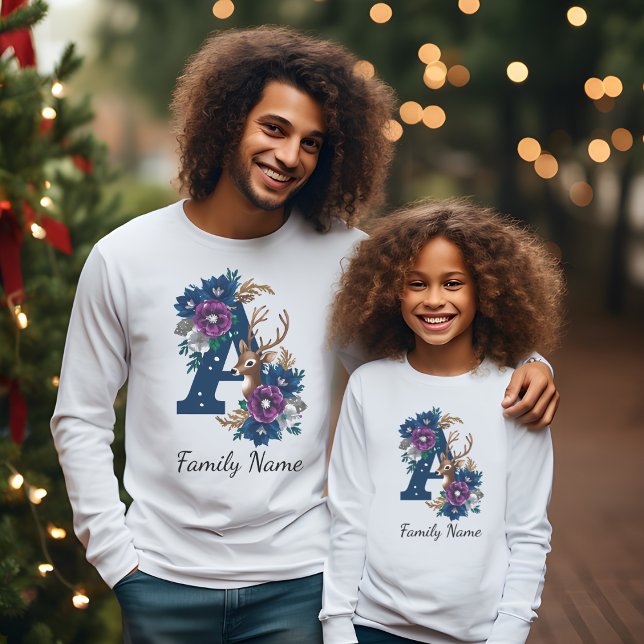 Winter Reindeer Monogrammed Family Christmas Sweatshirt (Creator Uploaded)