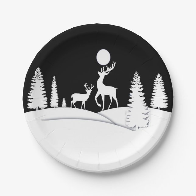 Winter Reindeer Paper Plate (Front)