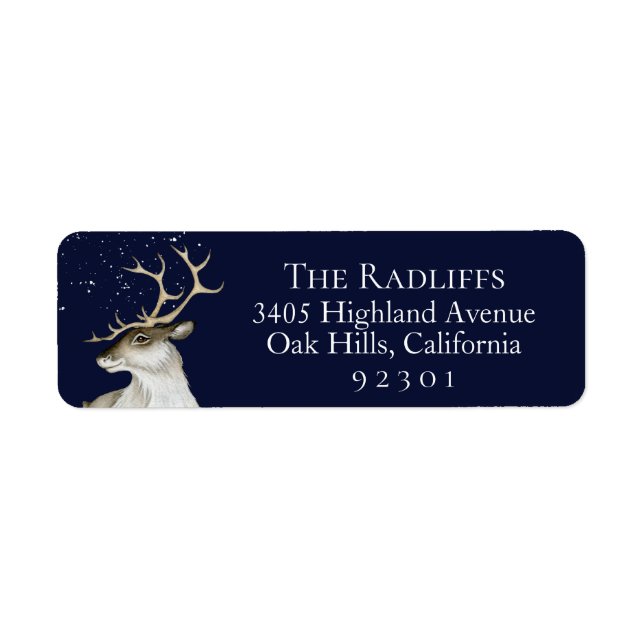 Winter Reindeer Return Address Label (Front)
