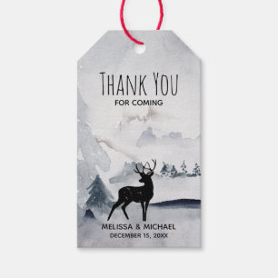 Winter Reindeer Rustic Grey Watercolor Wedding Gift Tags