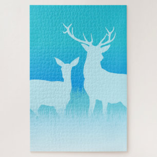 Winter Reindeer Silhouette Jigsaw Puzzle