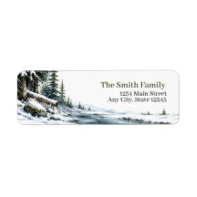 Winter Return Address Labels | Snowy Forest Custom