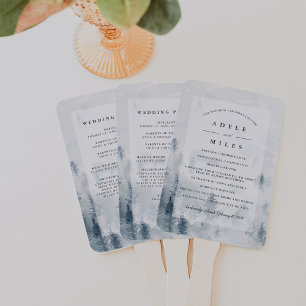 Winter Reverie Wedding Program Hand Fan