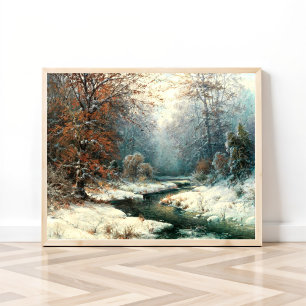 Winter River Landscape Poster