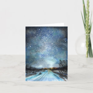 Winter Road Season's Greeting Holiday Cheers Thank You Card