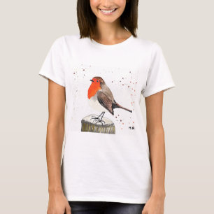 Winter Robin Bird Watercolor Festive Christmas T-Shirt