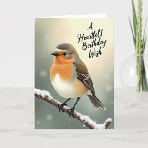 Winter Robin Birthday Card