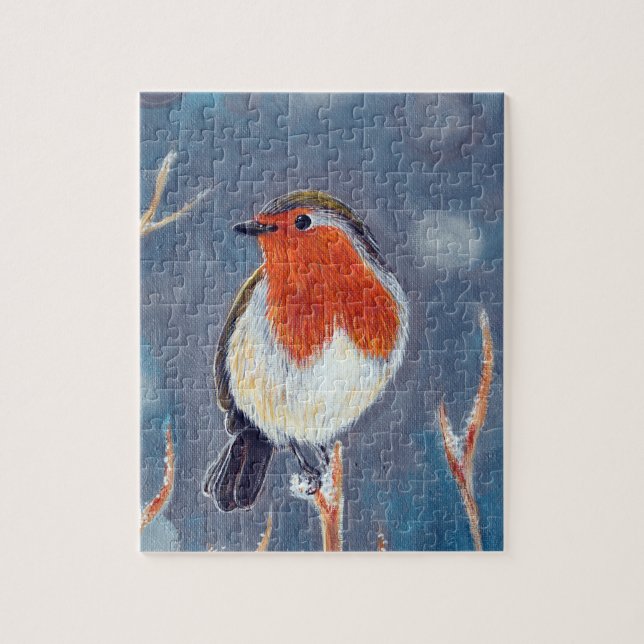 Winter Robin Painting Jigsaw Puzzle (Vertical)