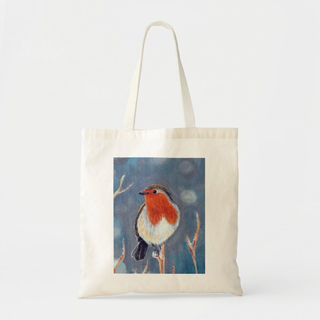 Winter Robin Painting Tote Bag (Front)