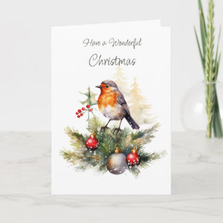 Winter Robin Pine Christmas Card