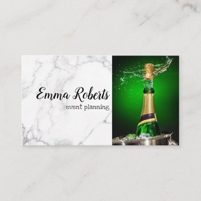 Winter Romantic Champagne Rustic Event Planning Business Card (Front)