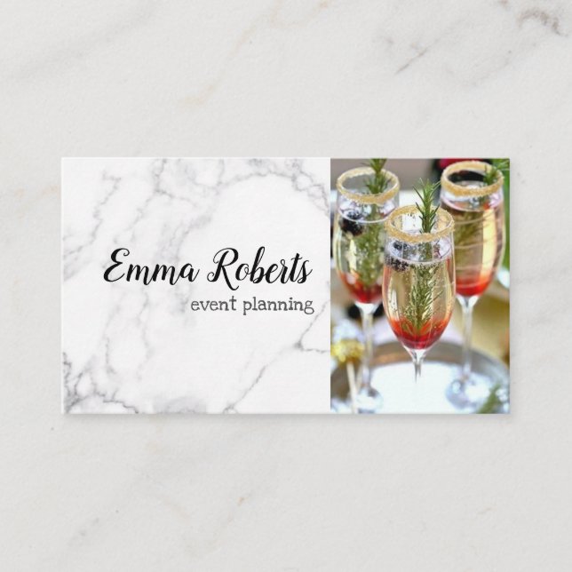 Winter Romantic Pink Rose Rustic Event Planning Business Card (Front)