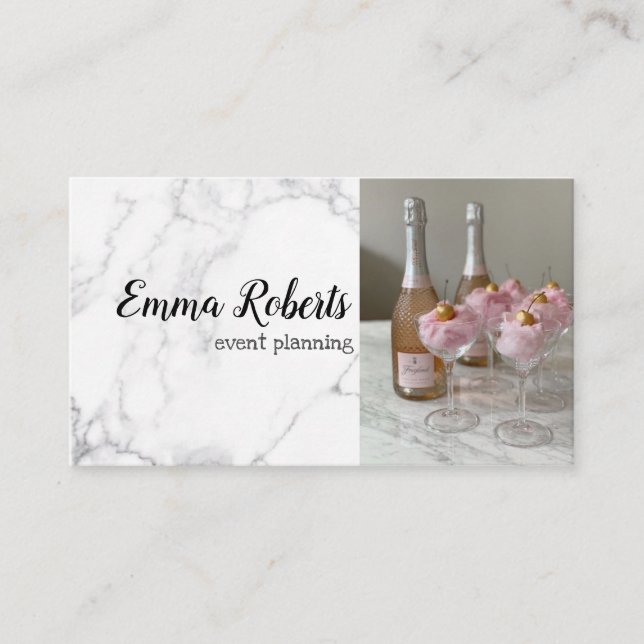 Winter Romantic Pink Rose Rustic Event Planning Business Card (Front)