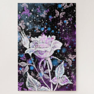 Winter Rose and Butterflies - Beautiful - Jigsaw Puzzle