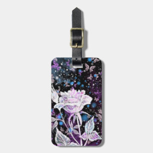 Winter Rose and Butterflies Luggage Tag