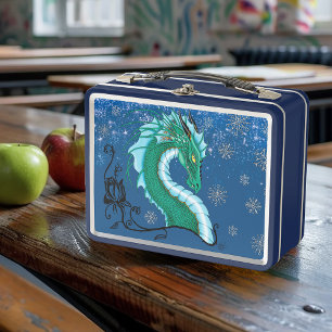 Winter Rose Dragon Metal Lunch Box