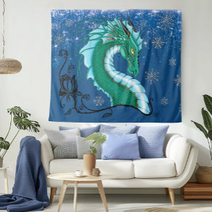 Winter Rose Dragon Tapestry