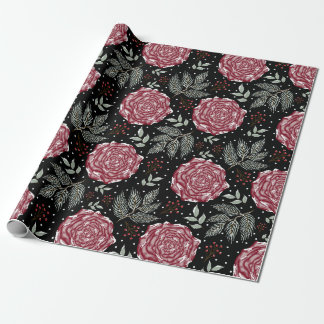 Winter Rose Flower Wrapping Paper