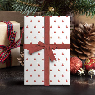 Winter Rose Gold And White Christmas Tree Holiday Wrapping Paper