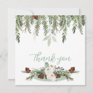 Winter Rose Pinery Monogram Thank You Card