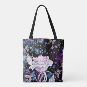 Winter Rose Tote Bag with Butterflies