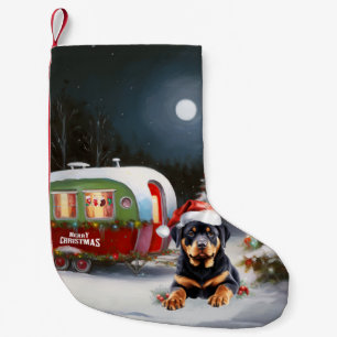 Winter Rottweiler Caravan Christmas Adventure Small Christmas Stocking